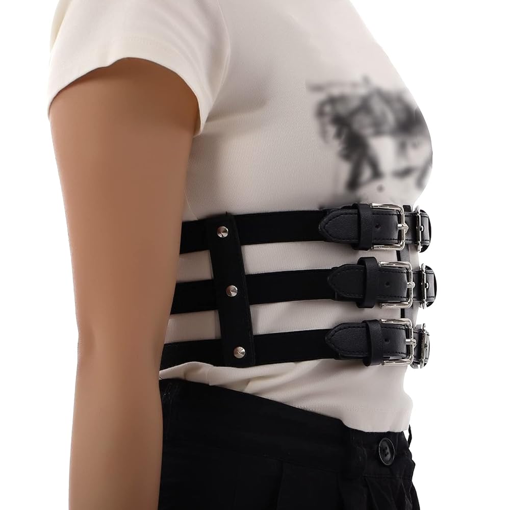 Eigso Punk Leather Goth Belt for Women Men Retro Vintage